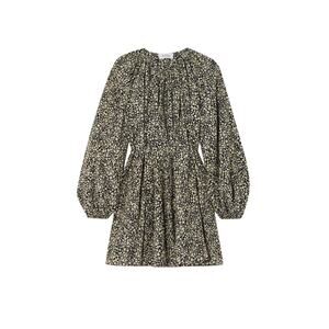 Matteau + Net Sustain Floral-Print Organic Black Cotton And Silk-Blend Mini